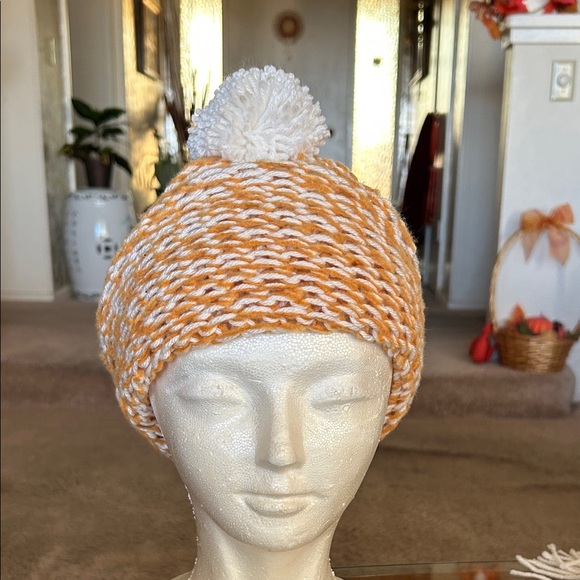 Other - Cozy Orange and White Knit Beanie